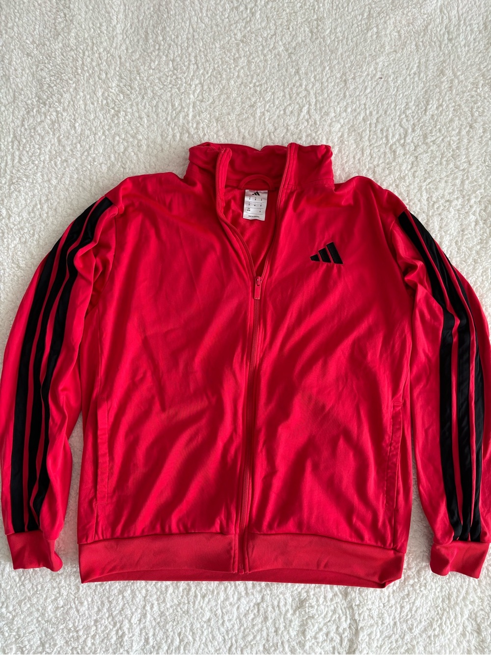 adidas Men’s M Red Track Jacket 3-Stripes Full Zip Athletic Sportswear